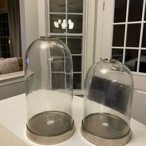 Pier 1 Glass Cloche Set with Silver Base